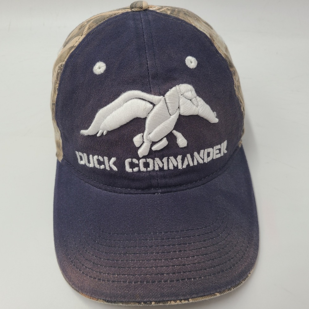 Duck Commander Hat Adjustable Blue Brown Camo Hunting Outdoors Distressed Men